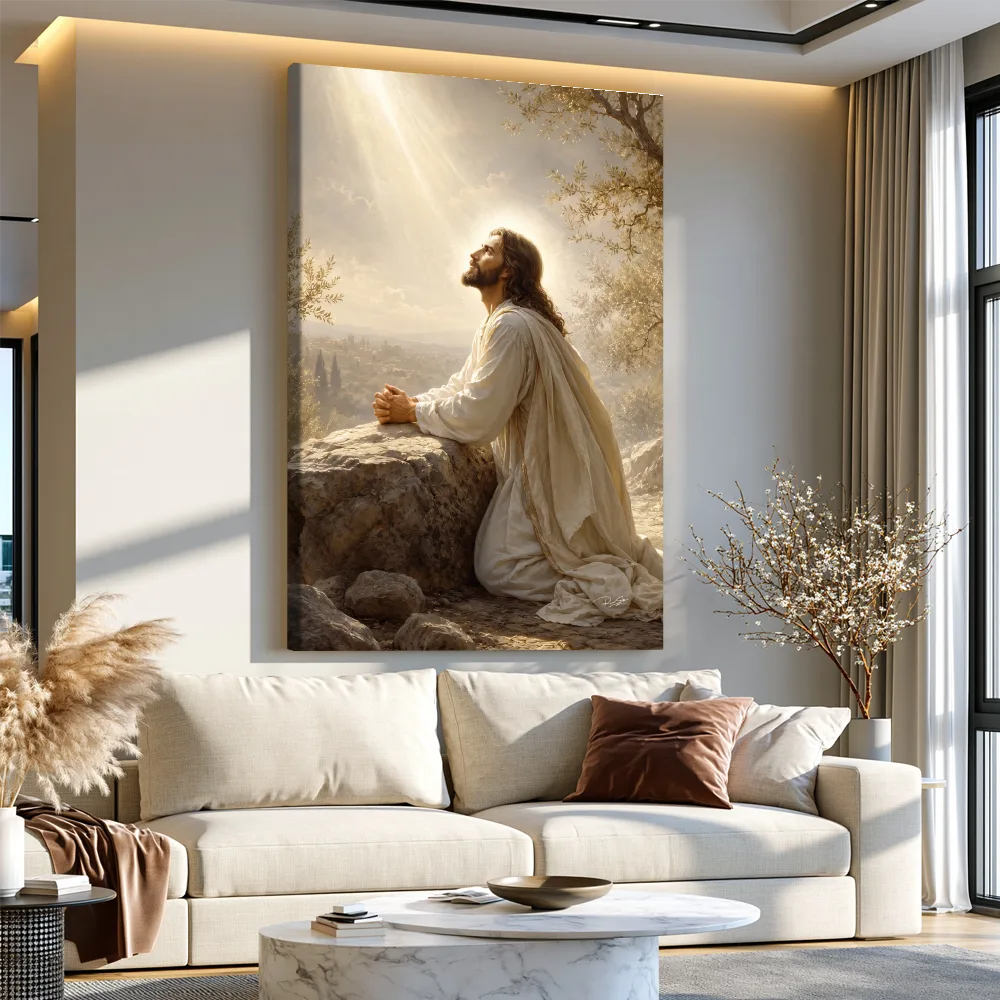 Arte Digital + Mockups - Jesus orando no monte das oliveiras