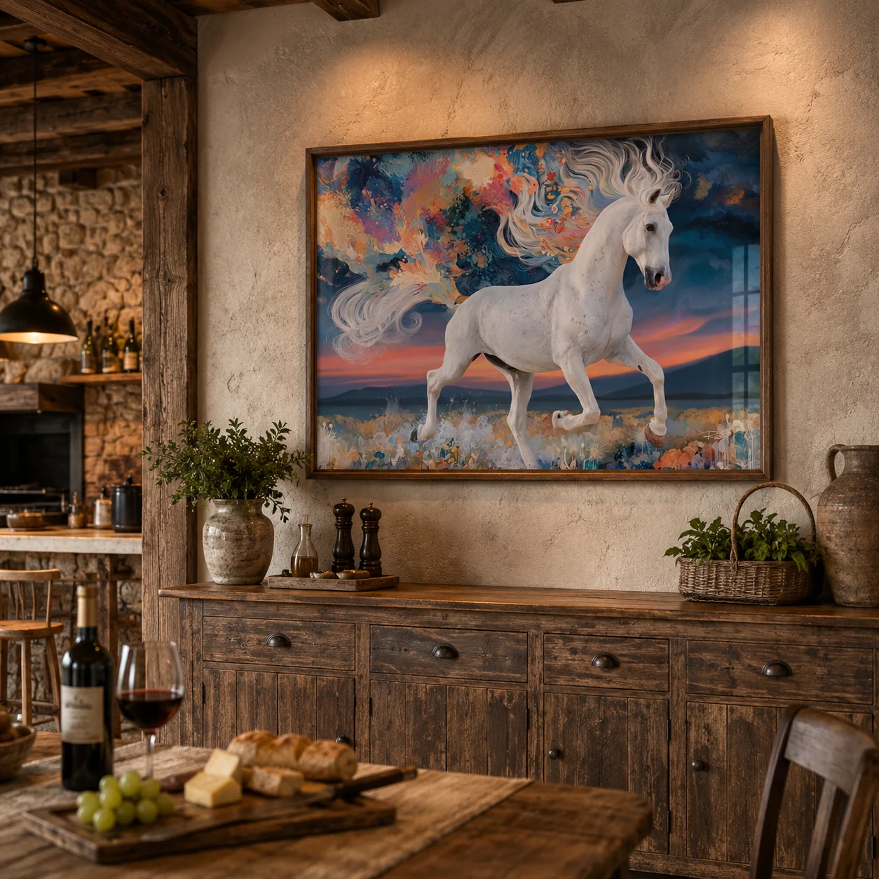 Arte Digital + Mockups - Cavalo branco Abstrato