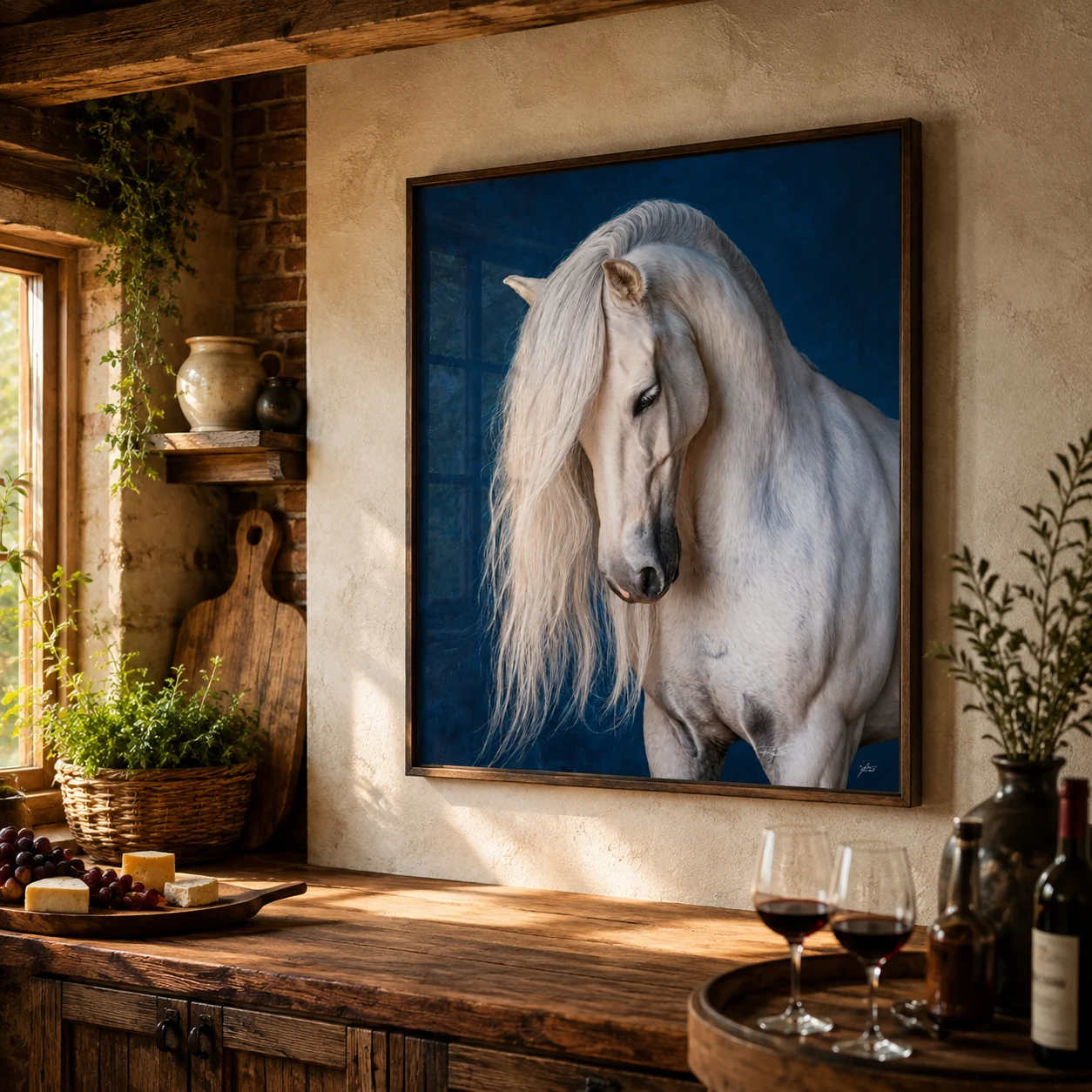 Arte Digital + Mockups - Cavalo Fundo Azul