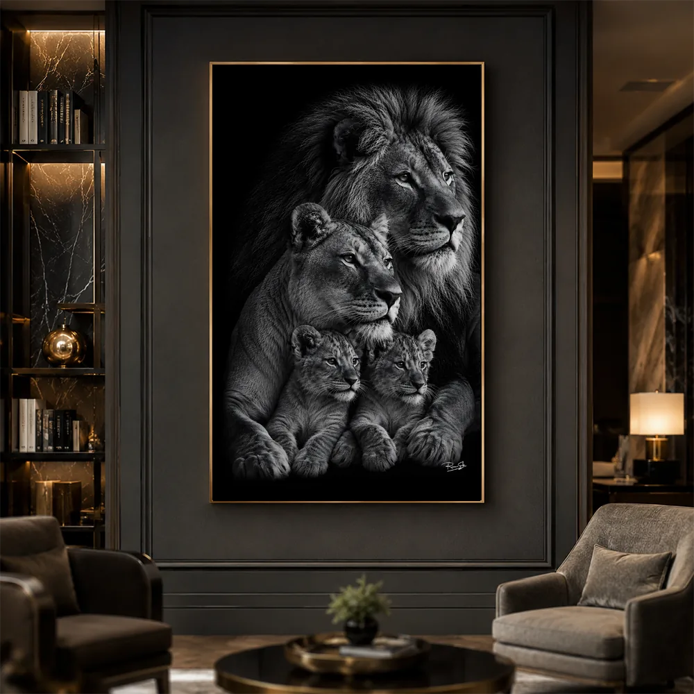 Arte Digital + Mockups - Fam. de Leão Preto e Branco 2
