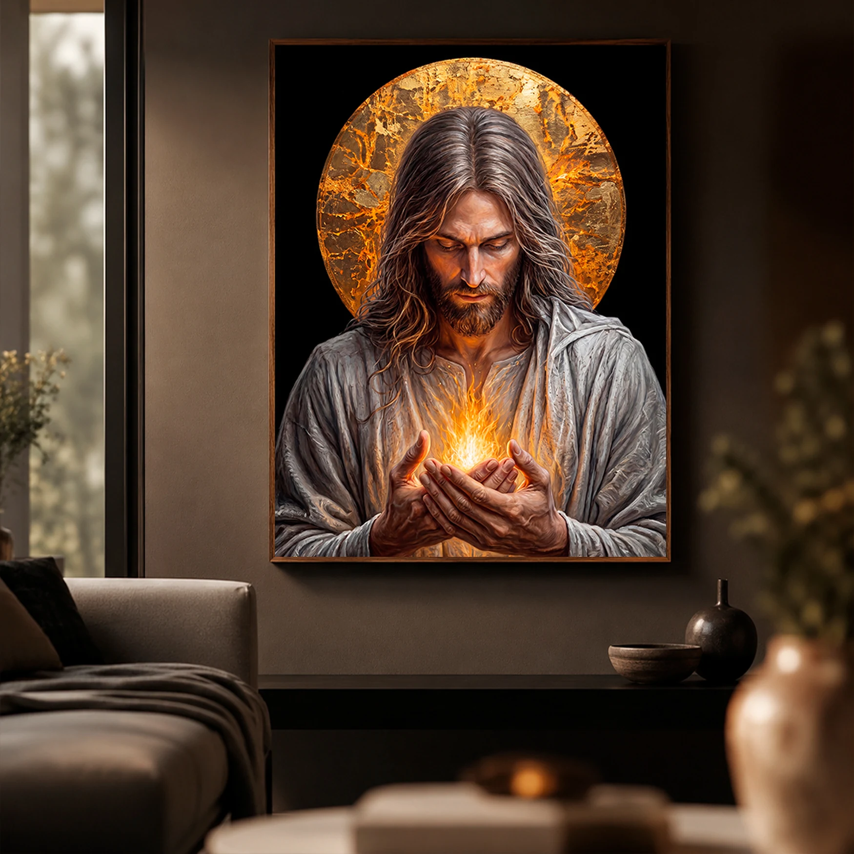 Arte Digital + Mockups - Jesus Coração Fire