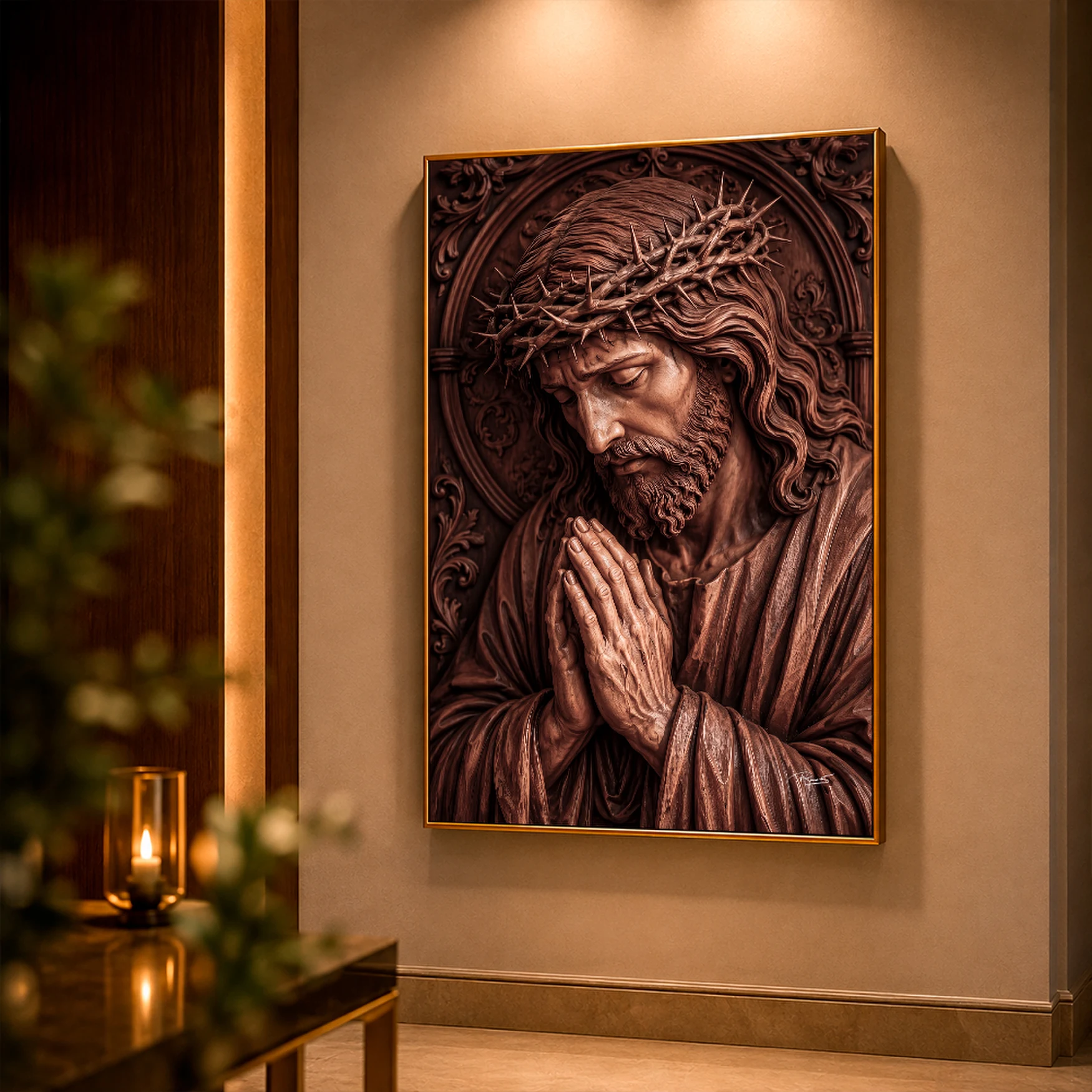 Arte Digital + Mockups - Jesus orando escultura