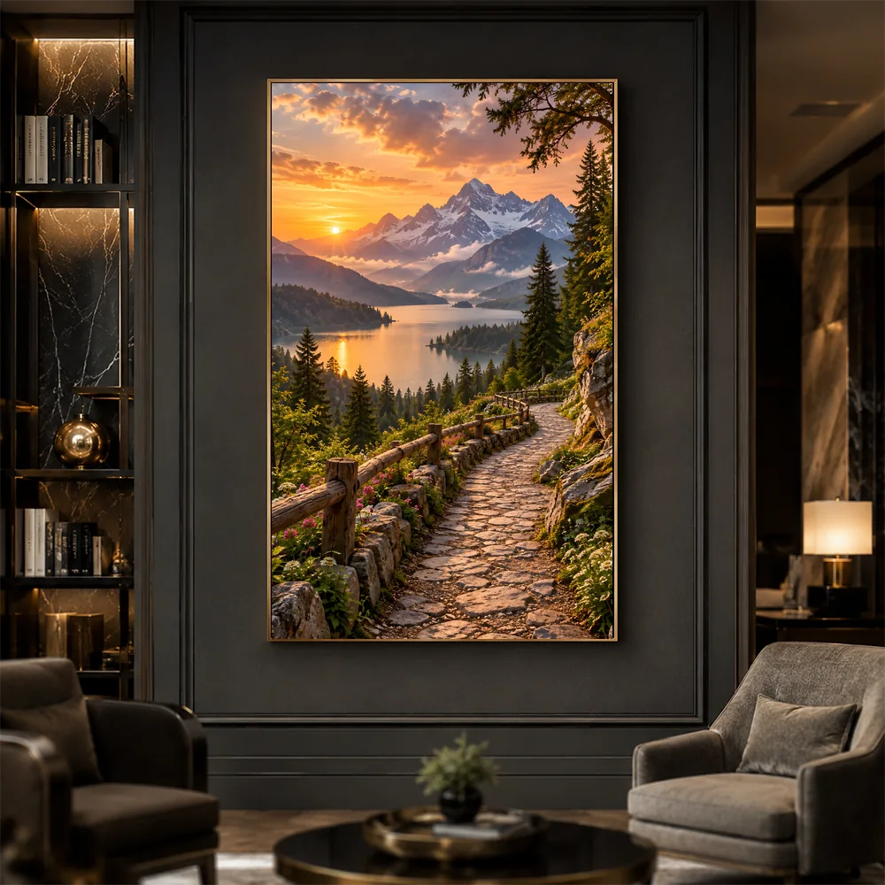 Arte Digital + Mockups - Caminho e montanhas